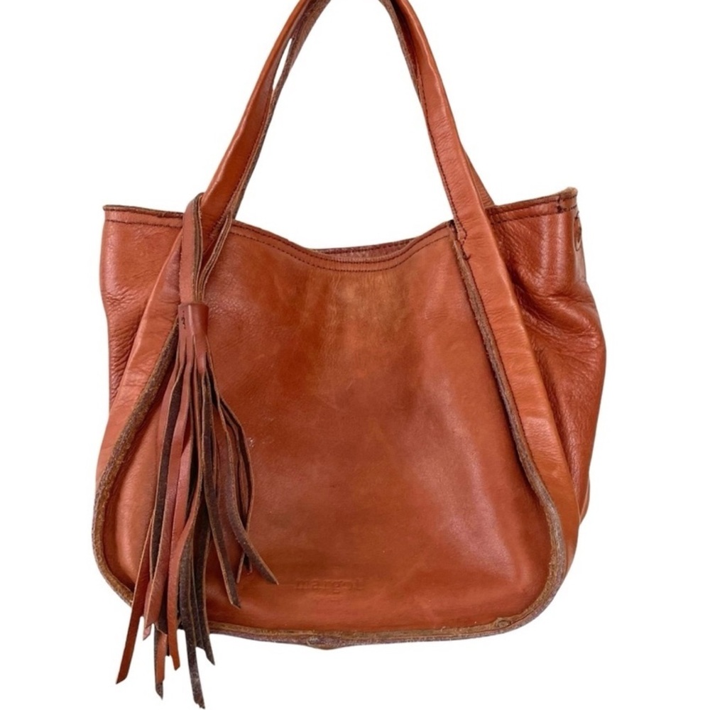 Margot Tan Leather Shoulder Bag with Tassel